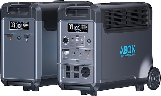 Portable Power Station with Extra Battery, 3840Wh LiFePO4 Battery, 3600W by ABOK