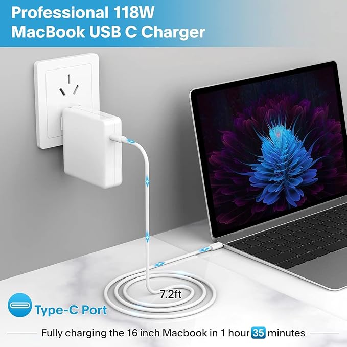 Mac Book Pro Charger-118W USB C Fast Charger Power Adapter Compatible - Image 2