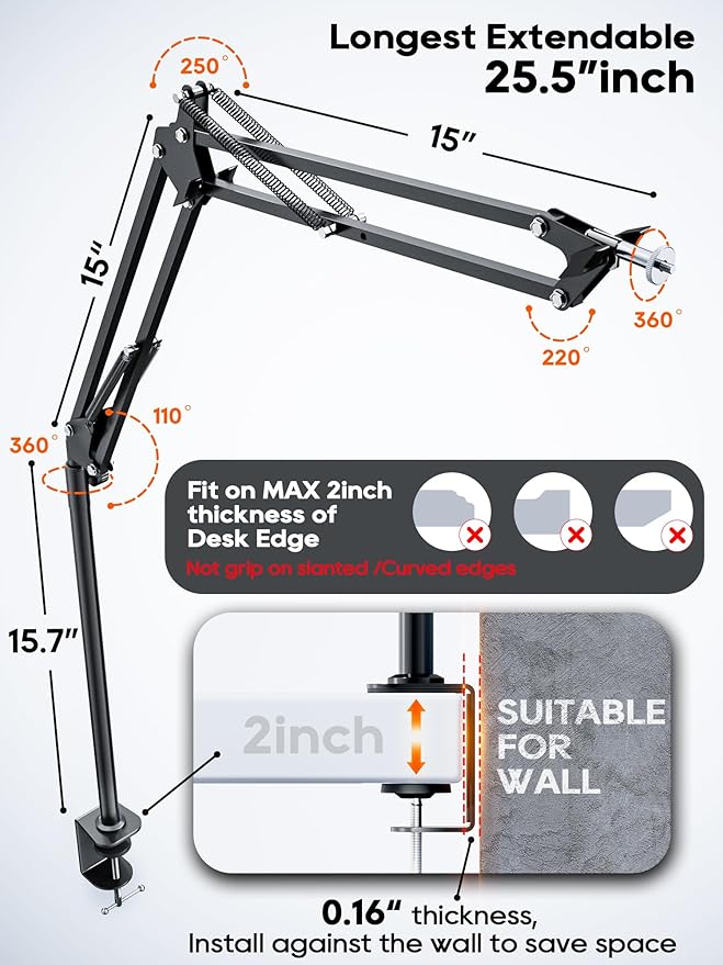 CACENCAN Overhead Camera Mount, 5lb Horizontal Load-Bearing, 360° Adjustable - Image 5