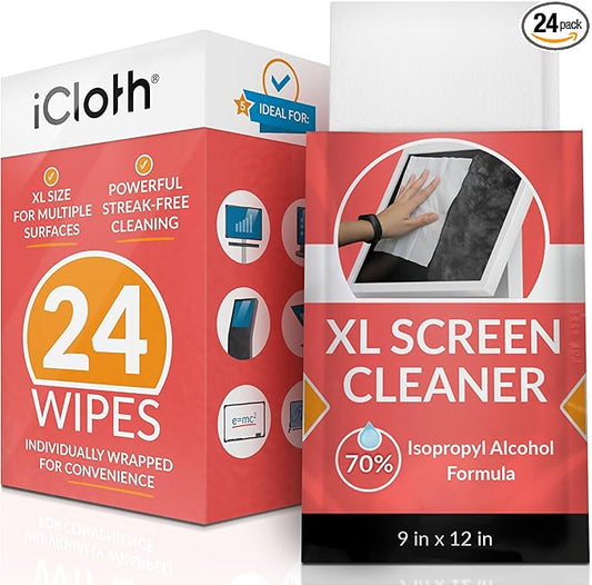 iCloth 70% Isopropyl Alcohol XL Screen and Electronics Wipes, Streak-Free by iCloth