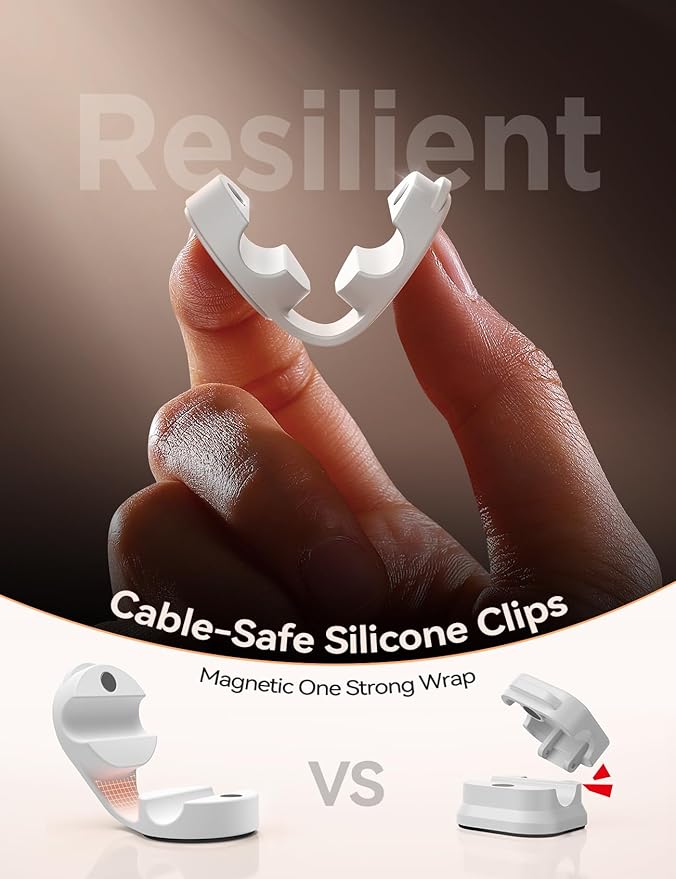 8-Pack Cord Organizer Silicone Magnetic Cable Clips Desk Wire Management - Image 2