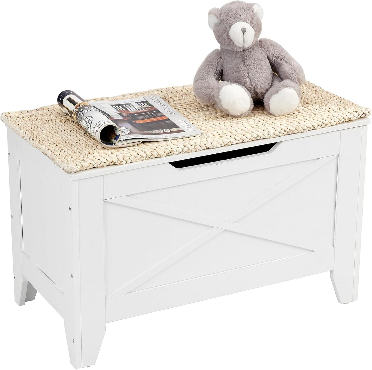 vecelo 30" storage bench, farmhouse entryway shoe ottoman, main product view
