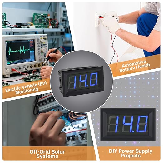 DiGiYes 5 Pack DC 5-120V Digital Mini Voltmeter 2 Wire 0.56 inch LED Display - Image 7