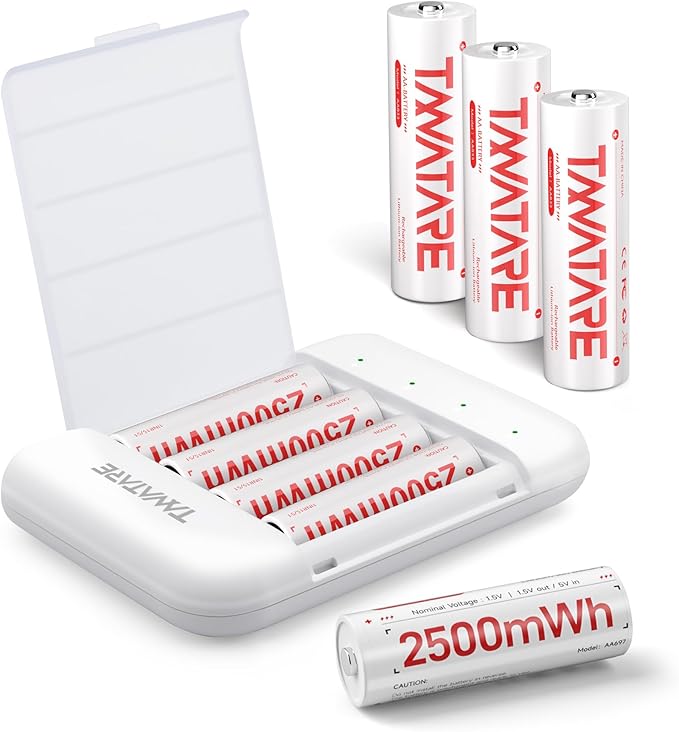 Tanatare Rechargeable aa Batteries, 2500mWh Lithium aa Rechargeable Batteries by TANATARE