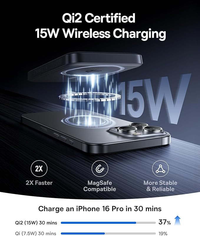 Baseus for MagSafe Portable Charger, Qi2 Certified 15W Wireless Magnetic Power - Image 2