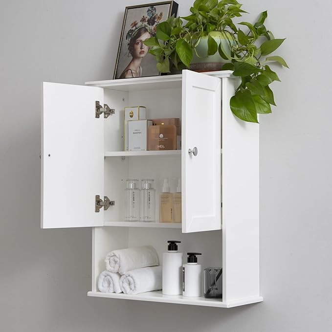 White Bathroom Wall Cabinet Over The Toilet Storage Cabinet, 24x30 Inch Wood - Image 8