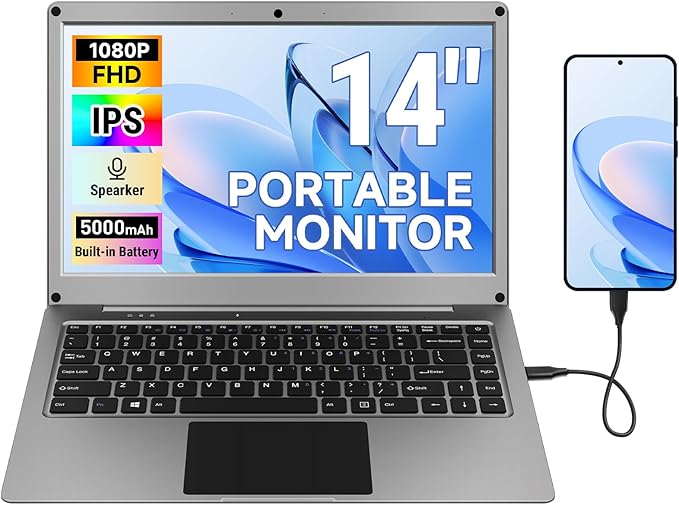 Portable Monitor with Keyboard, 14inch 1080P FHD Lapdock Compatible with by Unknown