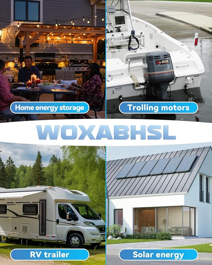 WOXABHSL 4 PCS 12V 200Ah LiFePO4 Lithium Battery, Built-in 200A BMS, 15000+ - Image 8