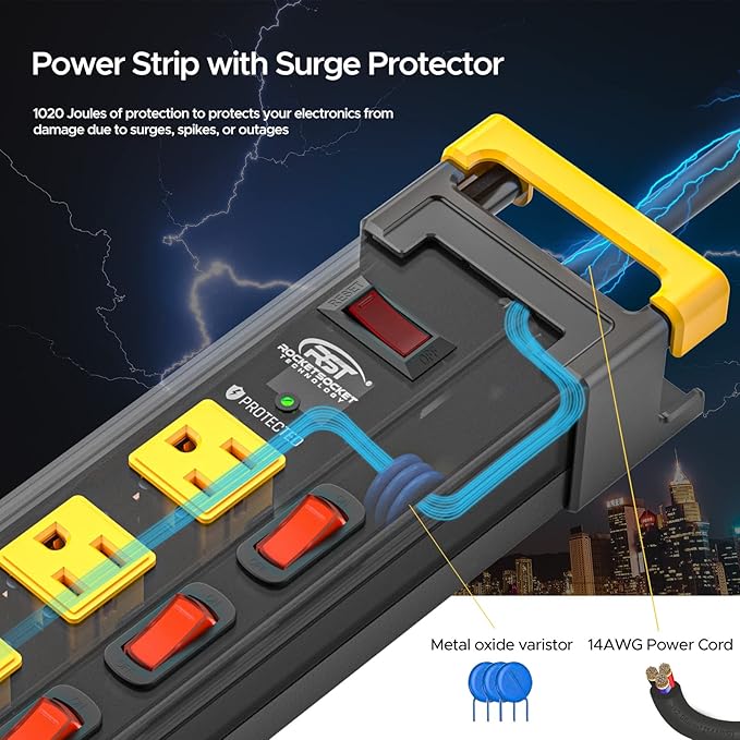 CRST 12 Outlet Heavy Duty Metal Power Strip - Image 5