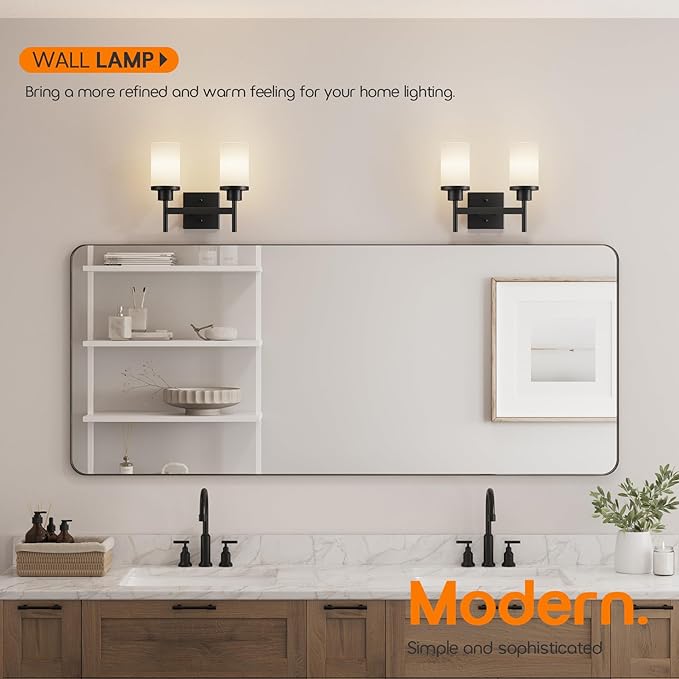 AONEON Wall Light Fixtures Matte Black Bathroom Vanity Lights Over Mirror - Image 2