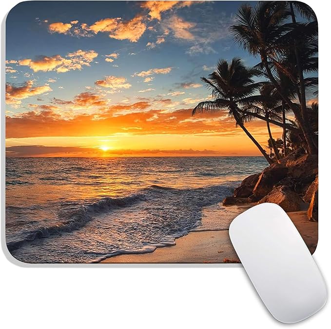 Armanza Square Mouse Pad Beach Sunset, Personalized Premium-Textured Custom by Armanza