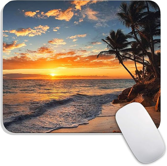 Armanza Square Mouse Pad Beach Sunset, Personalized Premium-Textured Custom by Armanza