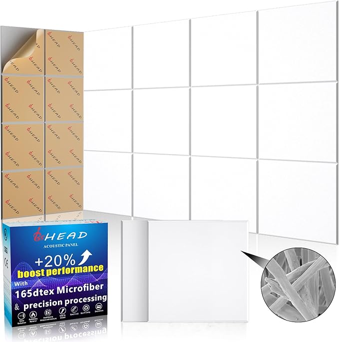 BSHEAD 10 pcs 165dtex Microfiber Acoustic Panels ，Self-Adhesive Soundproof Wall by Staytunedforournewproduct