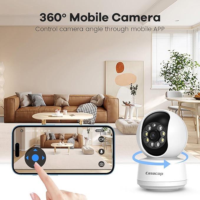 Smart Security Camera, 1080p Home Security Camera, Pan & Tilt 2.4Ghz Indoor IP - Image 2