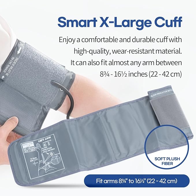 HuBDIC HubiCare Bluetooth Blood Pressure Monitor, Adjustable XL Large Cuff - Image 6