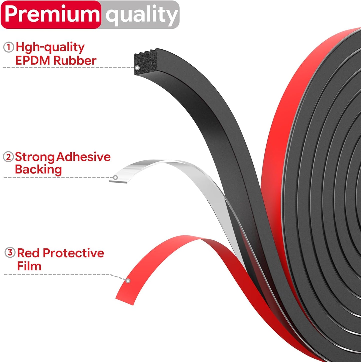 UIOCSSC 26Ft EPDM Rubber Weather Stripping Foam RV Door Seal Self-Adhesive Marine Hatch & RV Door Seal, Automotive Weatherstrip for Enclosed Trailer, Boat, Truck Bed & Home, W:0.625"; H:0.375"