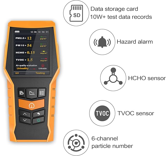 BLATN Smart Air Quality Meter Indoor 11-in-1 Air Monitor PM1.0 PM2.5 PM10 Dust - Image 4