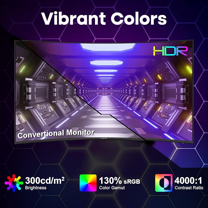 Amzfast 27 inch 240Hz Curved Gaming Monitor, FHD 1080P Monitor Gaming - Image 6