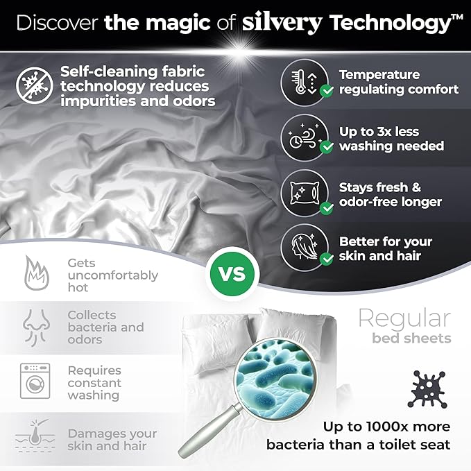 Silvery Silver Infused Bed Sheets Set - Image 2