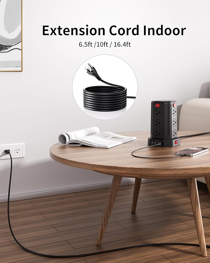 Power Strip Surge Protector, 6.5 Ft Extension Cord - Image 7