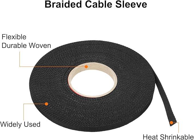 MECCANIXITY Braided Cable Sleeves Heat Shrinkable Fabric Sleeving, 1/4" 60ft - Image 4