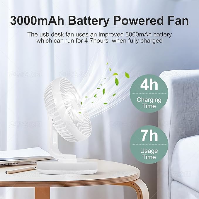 MAWFOZIN Small Desk Fan With Night Light, Auto Oscillating Table Fan With - Image 7