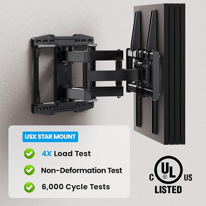 USX STAR UL Listed Full Motion TV Wall Mount Bracket - Image 7