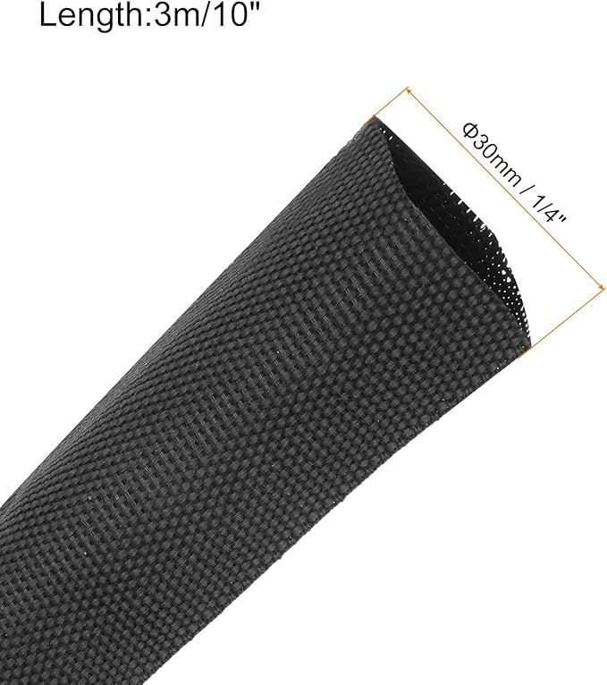 MECCANIXITY Braided Cable Sleeves Heat Shrinkable Fabric Sleeving, 1 1/4" 10ft - Image 2