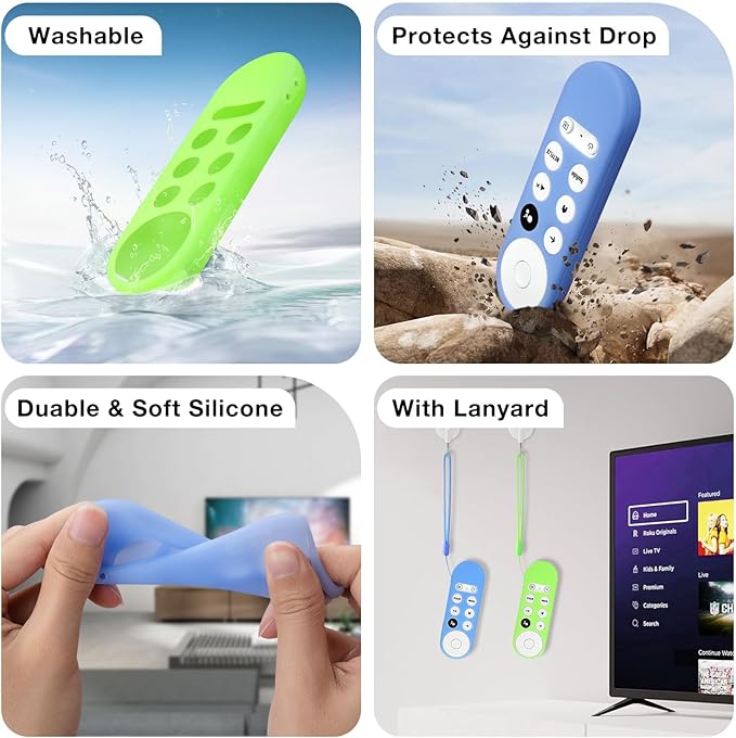 2PC Cover-Case-for-Chromecast-Google-TV-Remote, Glow-in-The-Dark Silicone - Image 4