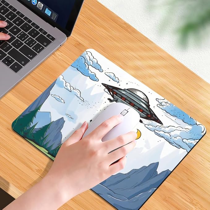 Design - UFO Square Mouse pad, Waterproof, Anti Slip Rubber Base, Computer - Image 7