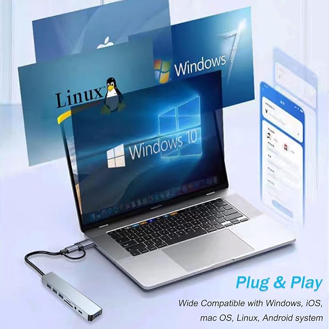 USB C Hub USB Hub 3.0, VIENON Aluminum 8 in 1 USB Extender - Image 6