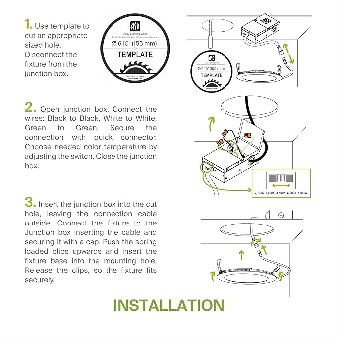 ASD 12 Pack LED Recessed Lighting 6 Inch 15W, 5 CCT 2700K-5000K CRI90+ - Image 8