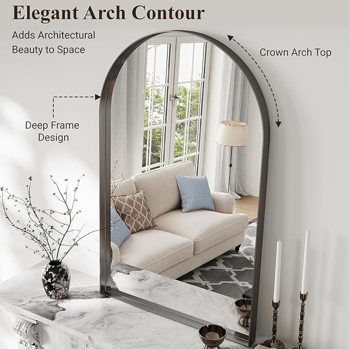 Arch Bathroom Mirror, Tempered Glass Decor Mirror - Image 2