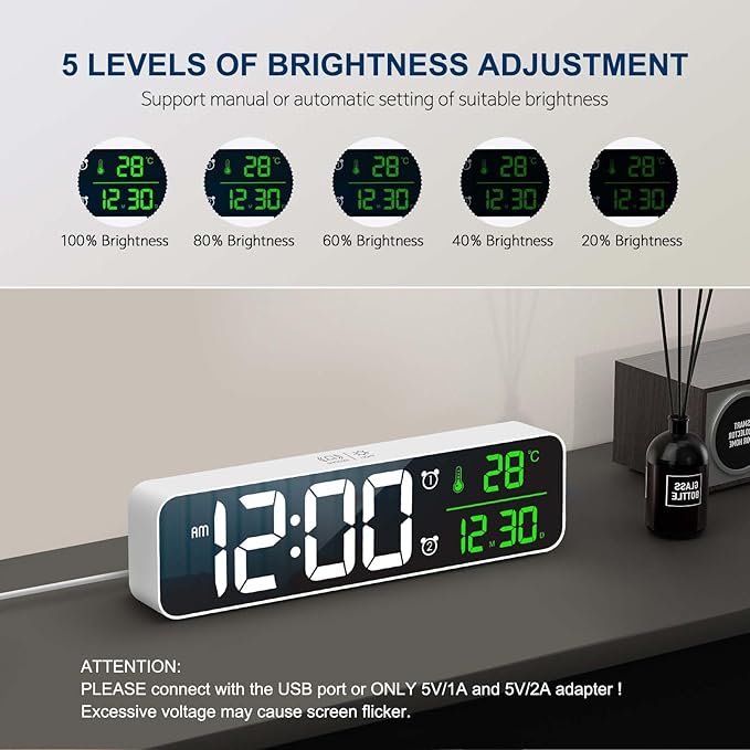 Hournor Digital Clock for Bedroom, Digital Wall Clock for Living Room Decor - Image 3