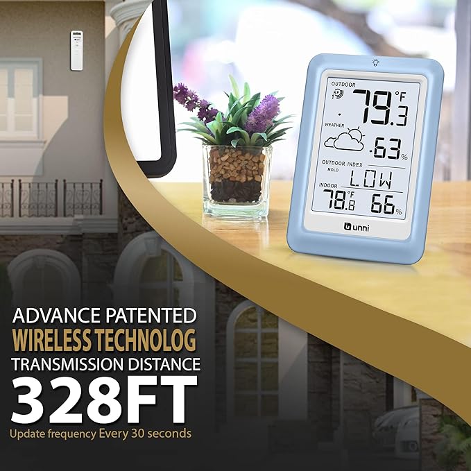 Indoor Outdoor Thermometer Wireless Weather Station, Temperature Humidity - Image 2