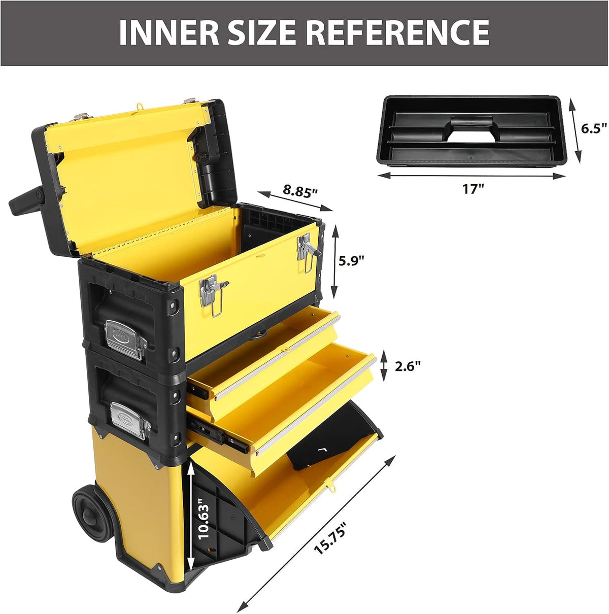 big red stackable portable metal tool box organizer on a desk or shelf