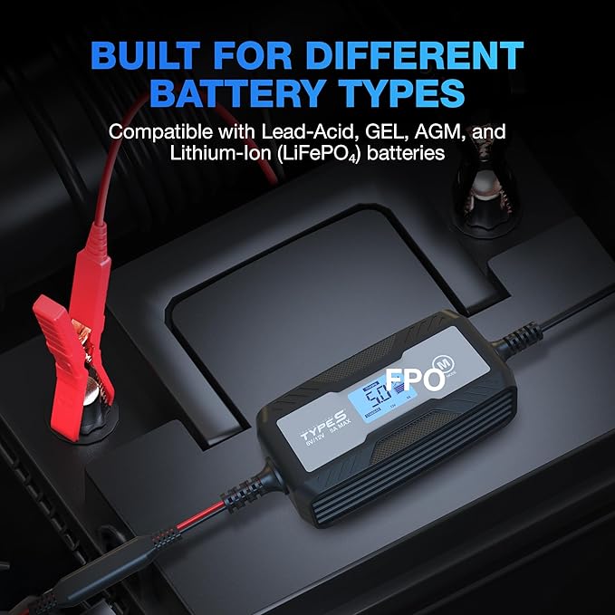 Type S 1A Smart Battery Charger & Maintainer, 6V & 12V Fully Automatic Trickle - Image 4