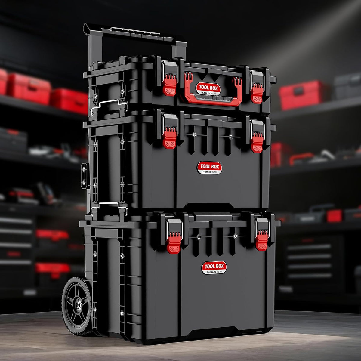 jeko&jeko 3-piece rolling modular tool box system with, package contents