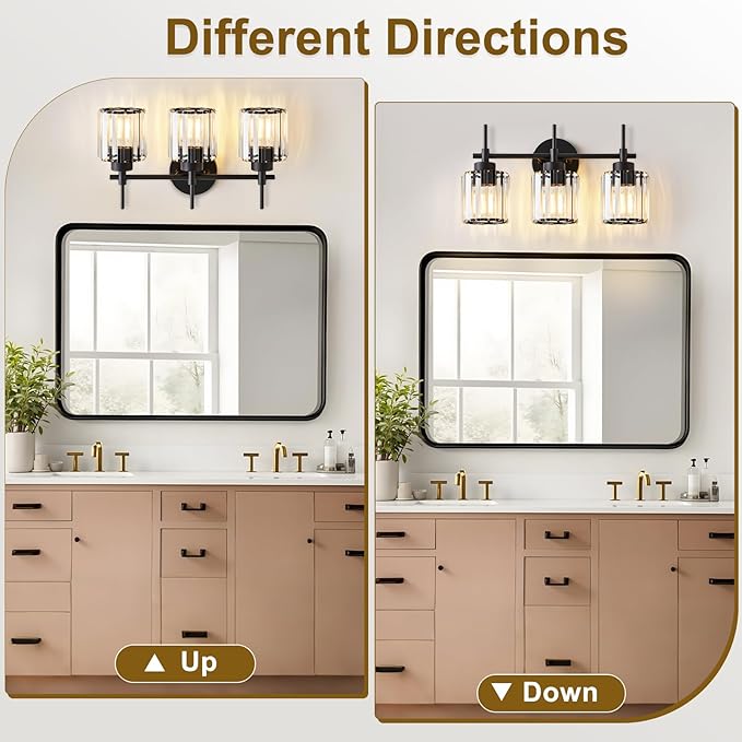 EJIAXIN 3 Light Crystal Vanity Light, Bathroom Lighting Fixtures Over Mirror - Image 4