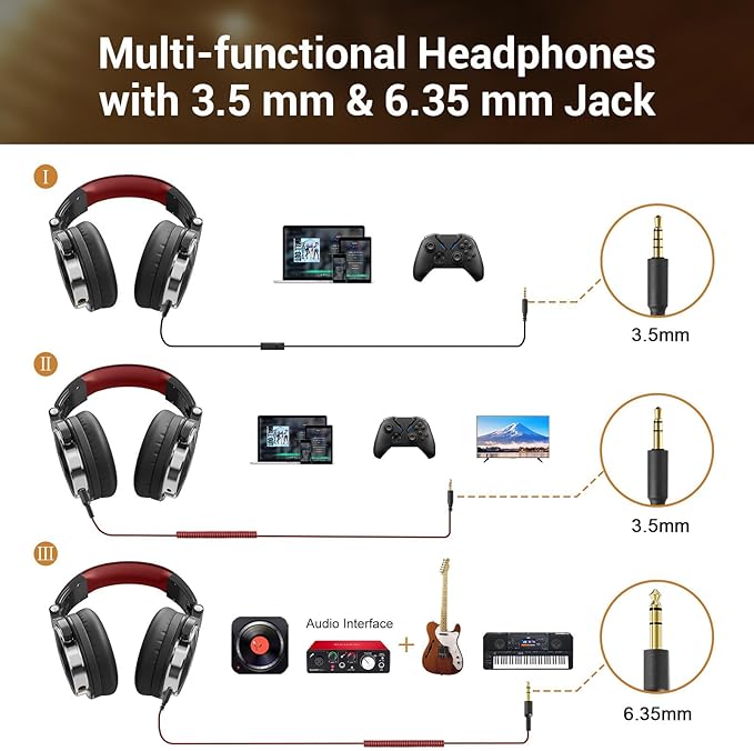 OneOdio Wired Over Ear Headphones Studio Monitor & Mixing DJ Stereo Headsets - Image 4