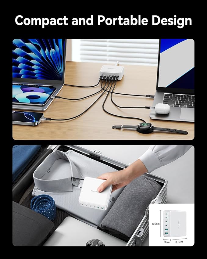 270W USB C Charger Block, Rocoren 6 Port Multi USB-C Charging Station, 100W PD - Image 7