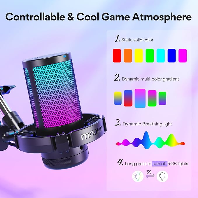 MAONO Gaming USB Microphone, Noise Cancellation Condenser Mic - Image 3