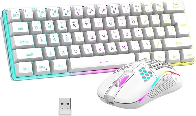 RedThunder 60% Wireless Gaming Keyboard and Mouse Combo, 2500mAh Rechargeable by RedThunder