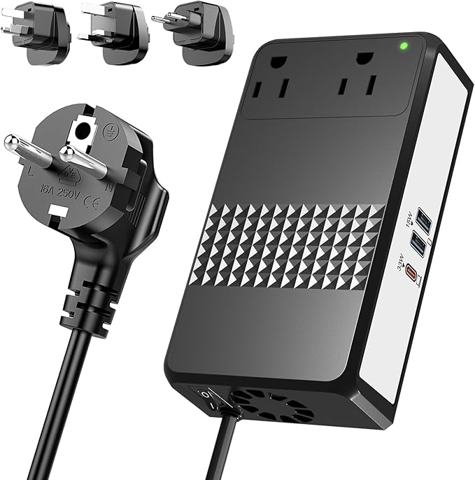 220V to 110V Voltage Converter, 600W AC Sockets Power Any American Appliances by Hyted