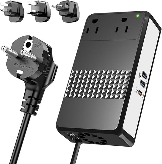 220V to 110V Voltage Converter, 600W AC Sockets Power Any American Appliances by Hyted