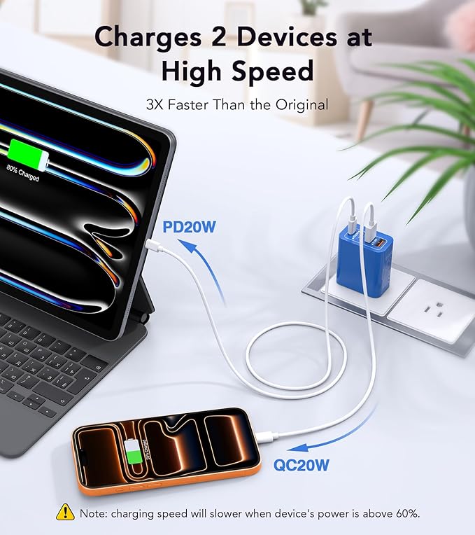 40W USB C Super Fast Charger Cube, 2 Pack PD + QC Charging Block Power Adapter - Image 3