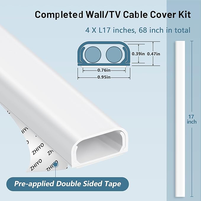 Cable Hider Raceway Kit, 68in Wire Hiders - Image 4