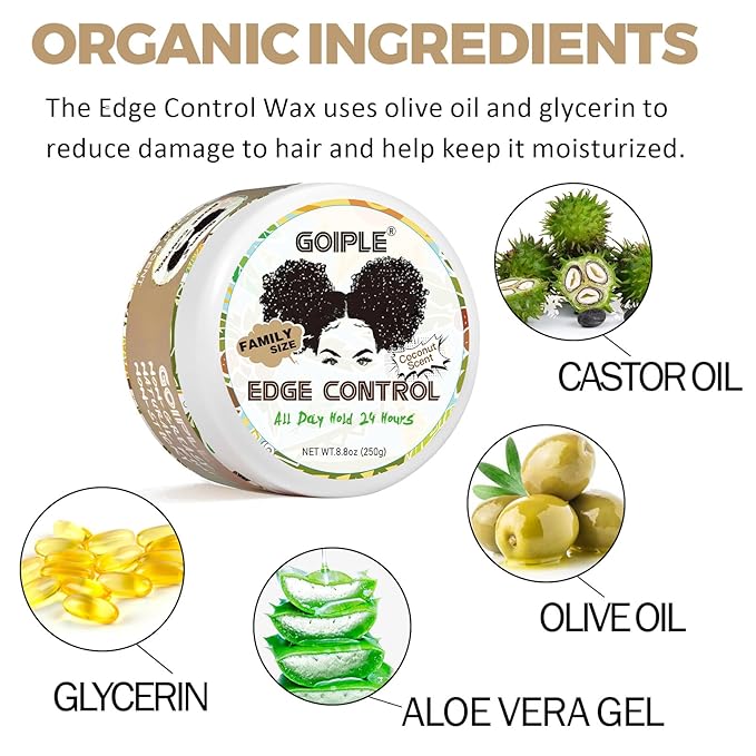 8.8 OZ Edge Control Wax for Women Strong Hold Non-greasy Edge Control Smoother - Image 2