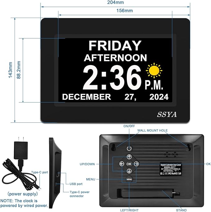 SSYA 7 Inch Calendar Clock - Image 2
