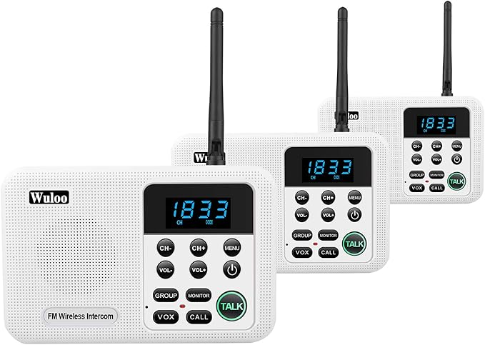 Wuloo Intercoms Wireless for Home 1 Mile Range 22 Channel 100 Digital Code by Wuloo